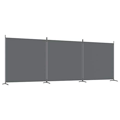 3 Teilig Paravent Stoff Raumteiler Trennwand Balkon Sichtschutz Stellwand Freistehend Faltbar Wand Trennwand Umkleide, Paravent Anthrazit 525x180 cm von Makastle