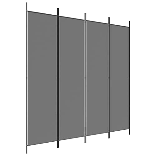 4 teilig Trennwand Blickdicht Freistehend Faltbar Stabil Indoor Wohnzimmer Schlafzimmer Büro Umkleide Raumteiler Wand Paravent Sichtschutz, Anthrazit 200x200 cm Stoff von Makastle