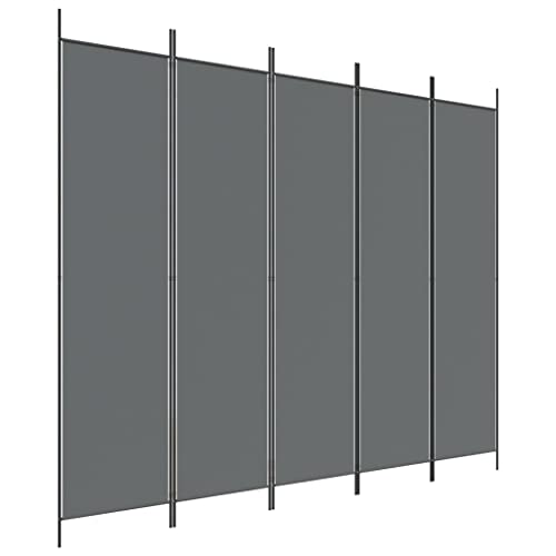 5 teilig Trennwand Blickdicht Freistehend Faltbar Stabil Indoor Wohnzimmer Schlafzimmer Büro Umkleide Raumteiler Wand Paravent Sichtschutz, Anthrazit 250x200 cm Stoff von Makastle