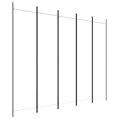 5 teilig Trennwand Blickdicht Freistehend Faltbar Stabil Indoor Wohnzimmer Schlafzimmer Büro Umkleide Raumteiler Wand Paravent Sichtschutz, Weiß 250x200 cm Stoff von Makastle