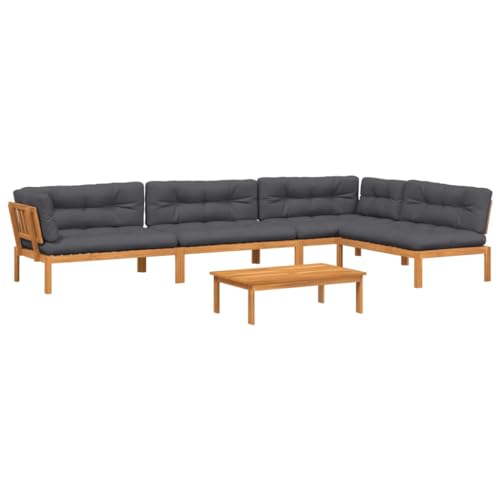 5er Set Garten-Sofagarnitur mit Tisch, Paletten-Ecksofa mit Rückenlehne & Anthrazit Kissen für Terrasse Balkon, Dunkelbraun 100 x 60 x 30 cm Akazienholz 5er Set Garten-Sofagarnitur mit Tisch, Paletten-Ecksofa mit Rückenlehne & Anthrazit Kissen für Terrasse Balkon, Dunkelbraun 100 x 60 x 30 cm Akazienholz von Makastle