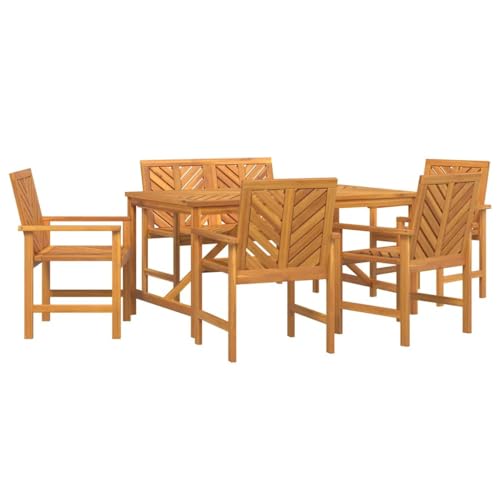 6-TLG Garten-Essgruppe, 1 Tisch und 4 Stühle, Bank für Balkon, Terrasse, Poolbereich, Wetterfeste, 150x90x74 cm Braun Akazie Massivholz 6-TLG Garten-Essgruppe, 1 Tisch und 4 Stühle, Bank für Balkon, Terrasse, Poolbereich, Wetterfeste, 150x90x74 cm Braun Akazie Massivholz von Makastle