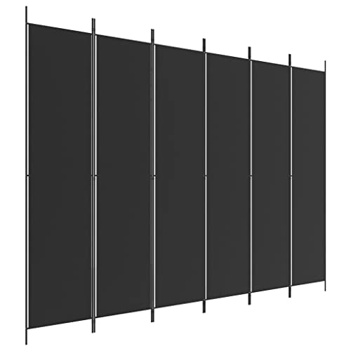 6-teilig Paravent Klappbare Raumteiler Sichtschutz Spanische Wand Trennwand Umkleide Raumteiler, Schwarz 300x220 cm Stoff von Makastle
