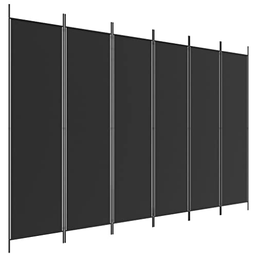 6 teilig Trennwand Blickdicht Freistehend Faltbar Stabil Indoor Wohnzimmer Schlafzimmer Büro Umkleide Raumteiler Wand Paravent Sichtschutz, Schwarz 300x200 cm Stoff von Makastle