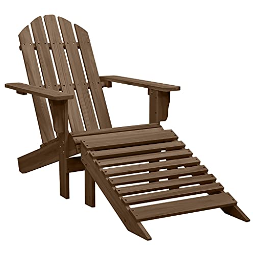 Adirondack-Gartenstuhl mit Fußstütze, Loungesessel mit Armlehne & Rückenlehne für Terrasse Rasen, Haltbarkeit, Holz 70 x 153 x 88 cm Braun von Makastle