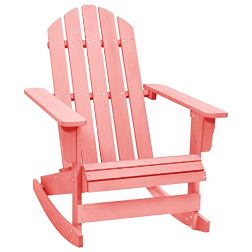 Adirondack-Schaukelstuhl mit Breiten und Rückenlehne, Gartenstuhl mit Schaukeldesign für Terrasse Balkon, Massivholz Tanne 70 x 91.5 x 92 cm Rosa von Makastle