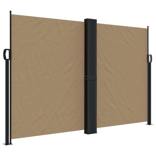 Ausziehbar Seitenmarkise mit Zubehör, Doppelseitenmarkise für Terrasse Arkade, Automatische Aufrollfunktion, UV-Schutz, Taupe 160x1000 cm Polyester von Makastle