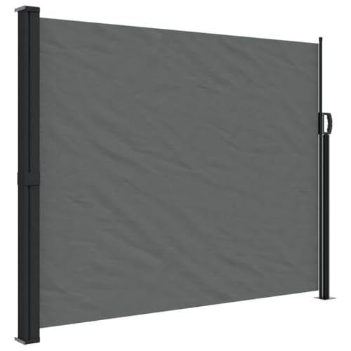 Ausziehbar Seitenmarkise mit Zubehör & Metallrahmen, Sichtschutz Atmungsaktiv für Terrasse, Garten, UV-Schutz, Anthrazit 160x600 cm Polyester von Makastle