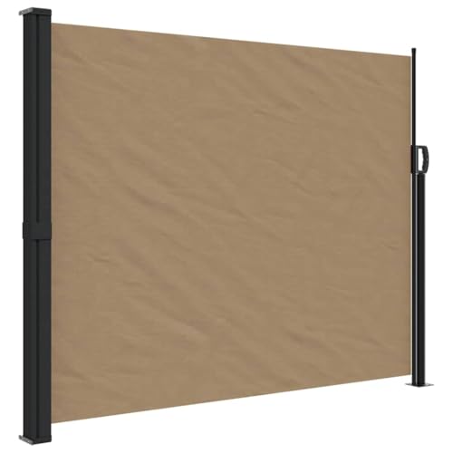 Ausziehbar Seitenmarkise mit Zubehör & Metallrahmen, Sichtschutz Atmungsaktiv für Terrasse, Garten, UV-Schutz, Taupe 160x600 cm Polyester von Makastle