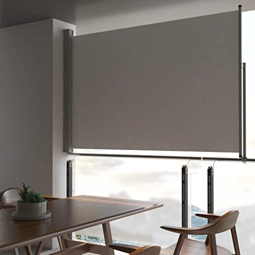 Ausziehbare Seitenmarkise 160 x 300 cm (H x L) ausziehbar Blickdicht, Sichtschutz & Windschutz Sonnenschutz für Balkon & Terrasse, Seitenrollo mit Wandhalterung - Grau von Makastle