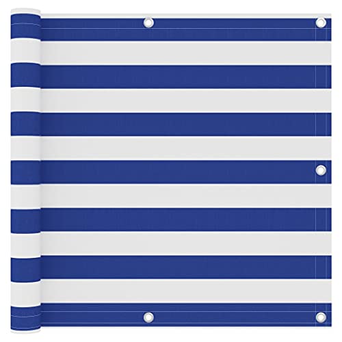 Balkonumspannungen in Garten, Balkon Sichtschutz Balkonbespannung Balkonverkleidung, Balkonsichtschutz Windschutz UV-Schutz aus Oxford-Gewebe, Aluminium-Ösen und Seil, Weiß und Blau 90x600 cm Balkonumspannungen in Garten, Balkon Sichtschutz Balkonbespannung Balkonverkleidung, Balkonsichtschutz Windschutz UV-Schutz aus Oxford-Gewebe, Aluminium-Ösen und Seil, Weiß und Blau 90x600 cm von Makastle