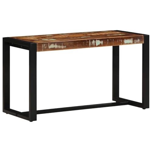 Bank mit U-förmige Stahlbeine, Eingangshocker mit Massivholz-Tischplatte für Schlafzimmer Wohnzimmer, Mehrfarbig 80x35x45 cm Altholz von Makastle