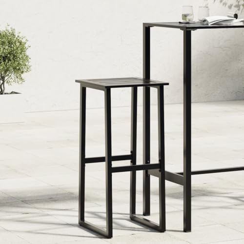 Barhocker Rechteck, 4er Set, Arbeitshocker mit Fußstütze für Balkon Terrasse, bis 110 kg belastbar, Leicht zu bewegen, Schwarz 38x38x80 cm Stahl von Makastle