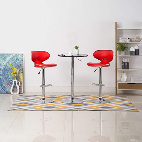 Barhocker mit Stahlbasis, 2er Set, Drehstuhl mit Rückenlehne und Fußhocker für Bar Restaurant usw, Rot 50 x 46 x (87-108) cm Kunstleder von Makastle