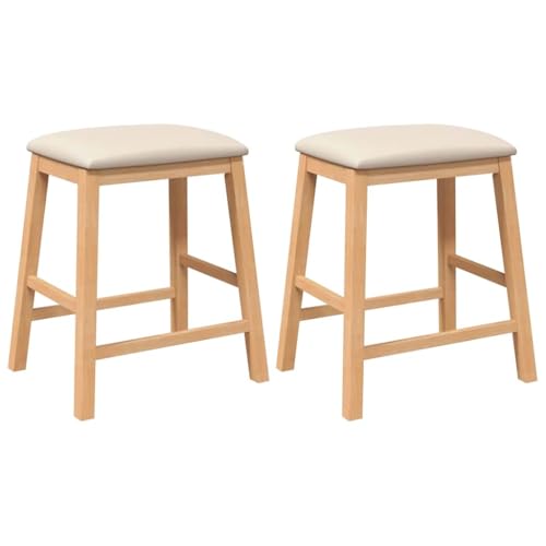 Barstühle mit Hell Kissen, 2er Set, Küchenhocker mit 4 Beine aus Massivholz Gummibaum für Wohnzimmer Esszimmer usw, Natur 52 x 41 x 63 cm Barstühle mit Hell Kissen, 2er Set, Küchenhocker mit 4 Beine aus Massivholz Gummibaum für Wohnzimmer Esszimmer usw, Natur 52 x 41 x 63 cm von Makastle