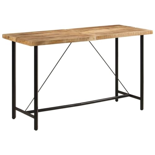 Bartisch Rechteckig mit Eisenrahmen, Küchentisch mit Holztischplatte für Wohnzimmer Büro und Café, Braun und Schwarz 180x70x107 cm Massivholz Mango Bartisch Rechteckig mit Eisenrahmen, Küchentisch mit Holztischplatte für Wohnzimmer Büro und Café, Braun und Schwarz 180x70x107 cm Massivholz Mango von Makastle