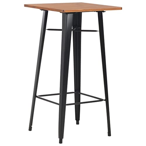 Bartisch mit Tischplatte aus Massivholz Kiefer, Stehtisch Rechteckige mit Stahlrahmen für Wohnzimmer Esszimmer, 60×60×108 cm Schwarz und Braun Bartisch mit Tischplatte aus Massivholz Kiefer, Stehtisch Rechteckige mit Stahlrahmen für Wohnzimmer Esszimmer, 60×60×108 cm Schwarz und Braun von Makastle