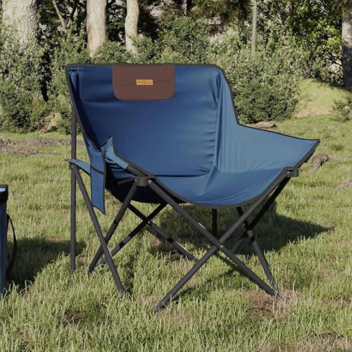 Campingstühle mit Seitentaschen 2er Set, Klappbar Strandstühle mit Tasche für Picknick, Angeln, Einfach zu bedienen, Blau 59 x 54 x 67 cm Stahl von Makastle