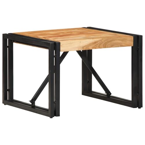 Couchtisch mit Holzplatte & Metallrahmen, Wohnzimmertisch, Sofatisch, Kleiner Tisch für Wohnzimmer Schlafzimmer, einfacher Aufbau, 50x50x35 cm Massivholz Akazie von Makastle