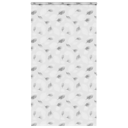 Duschrollo mit Kassette und Montagezubehör, Schnelltrocknendes Rollo für Dusche und Badewanne, Privatschutz, Aluminium und PEVA 130x240 cm Blattmuster von Makastle
