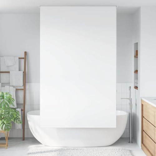 Duschrollo mit Montagezubehör, Seitenzugrollo für Wohnzimmer, Badezimmer, Einfach zu montieren, Privatschutz, Aluminium und PEVA 130x240 cm Weiß von Makastle
