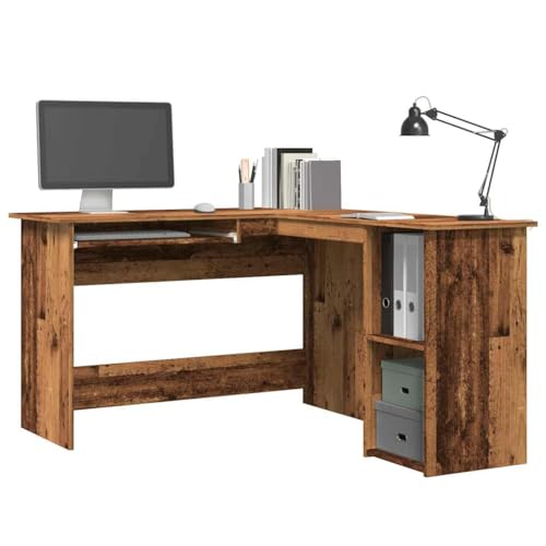 Eckschreibtisch mit offenen Fächern, L-förmiger Schreibtisch mit Metallgestell, Workstation Computertisch Bürotisch für Homeoffice, Altholz-Optik 120x140x75 cm Holzwerkstoff Eckschreibtisch mit offenen Fächern, L-förmiger Schreibtisch mit Metallgestell, Workstation Computertisch Bürotisch für Homeoffice, Altholz-Optik 120x140x75 cm Holzwerkstoff von Makastle