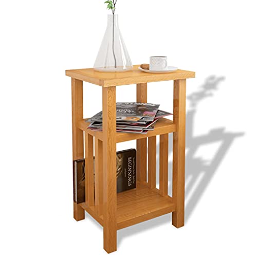 Einfacher Couchtisch mit Zeitungsablage, Beistelltisch Retro Design Holztisch mit 2 Extra-Ablageflächen, Wohnzimmertisch Sofatische Kaffeetisch, 27x35x55 cm Massivholz Eiche Einfacher Couchtisch mit Zeitungsablage, Beistelltisch Retro Design Holztisch mit 2 Extra-Ablageflächen, Wohnzimmertisch Sofatische Kaffeetisch, 27x35x55 cm Massivholz Eiche von Makastle