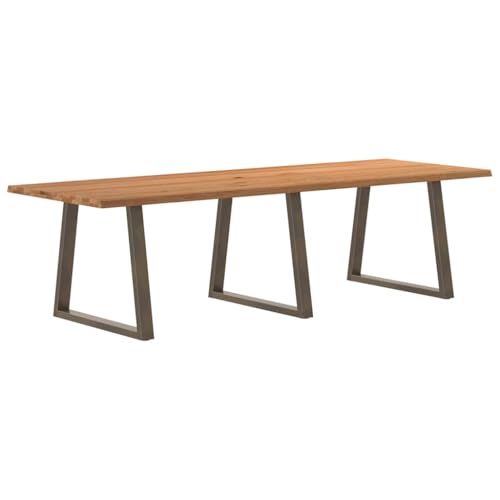 Esstisch Rechteckig mit Stellfüße, Konferenztisch mit Trapezförmige Stahlbeine für Wohnzimmer Esszimmer, Braun 280x100x74 cm Massivholz Eiche Esstisch Rechteckig mit Stellfüße, Konferenztisch mit Trapezförmige Stahlbeine für Wohnzimmer Esszimmer, Braun 280x100x74 cm Massivholz Eiche von Makastle