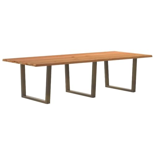 Esstisch Rechteckig mit Stellfüße, Konferenztisch mit Trapezförmige Stahlbeine für Wohnzimmer Studie, Hellbraun 280x120x74 cm Massivholz Eiche Esstisch Rechteckig mit Stellfüße, Konferenztisch mit Trapezförmige Stahlbeine für Wohnzimmer Studie, Hellbraun 280x120x74 cm Massivholz Eiche von Makastle
