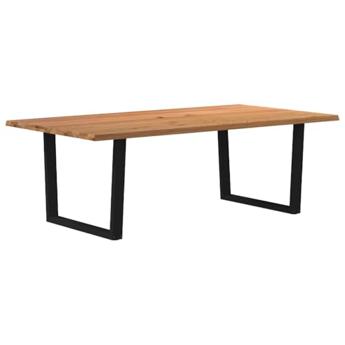 Esstisch Rechteckig mit Stellfüße, Konferenztisch mit Trapezförmige Stahlbeine für Wohnzimmer Studie, Schwarz 220x120x74 cm Massivholz Eiche Esstisch Rechteckig mit Stellfüße, Konferenztisch mit Trapezförmige Stahlbeine für Wohnzimmer Studie, Schwarz 220x120x74 cm Massivholz Eiche von Makastle
