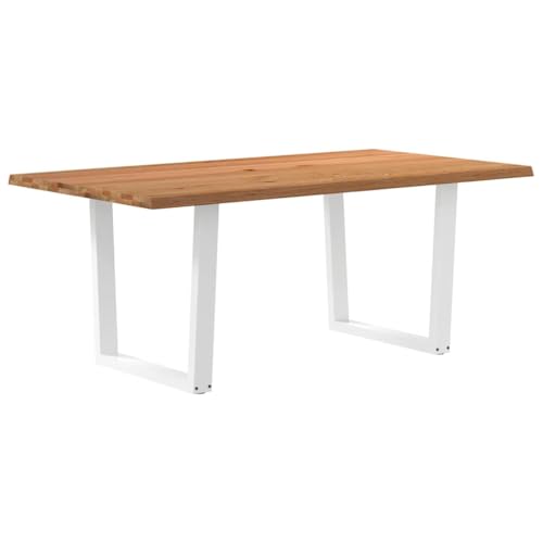 Esstisch Rechteckig mit Stellfüße, Konferenztisch mit Trapezförmige Stahlbeine für Wohnzimmer Studie, Weiß 180x100x74 cm Massivholz Eiche Esstisch Rechteckig mit Stellfüße, Konferenztisch mit Trapezförmige Stahlbeine für Wohnzimmer Studie, Weiß 180x100x74 cm Massivholz Eiche von Makastle