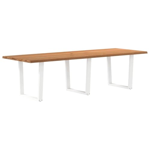 Esstisch Rechteckig mit Stellfüße, Konferenztisch mit Trapezförmige Stahlbeine für Wohnzimmer Studie, Weiß 280x100x74 cm Massivholz Eiche Esstisch Rechteckig mit Stellfüße, Konferenztisch mit Trapezförmige Stahlbeine für Wohnzimmer Studie, Weiß 280x100x74 cm Massivholz Eiche von Makastle
