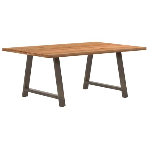 Esstisch Rechteckig mit Stellfüße, Küchentisch mit A-förmige Tischbeine aus Stahl für Wohnzimmer Studie, Massivholz Eiche 180x120x74 cm Natur Esstisch Rechteckig mit Stellfüße, Küchentisch mit A-förmige Tischbeine aus Stahl für Wohnzimmer Studie, Massivholz Eiche 180x120x74 cm Natur von Makastle