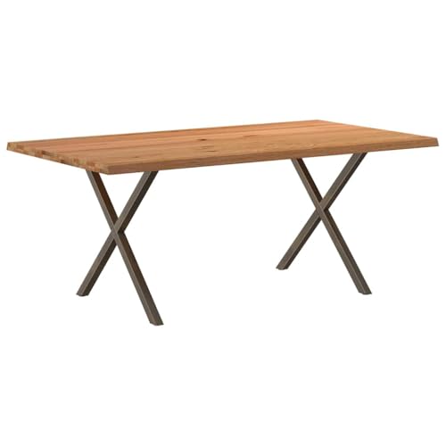 Esstisch Rechteckig mit Stellfüße, Restauranttisch mit X-förmige Stahlbeine für Wohnzimmer Küche, Natur 180x100x74 cm Massivholz Eiche Esstisch Rechteckig mit Stellfüße, Restauranttisch mit X-förmige Stahlbeine für Wohnzimmer Küche, Natur 180x100x74 cm Massivholz Eiche von Makastle