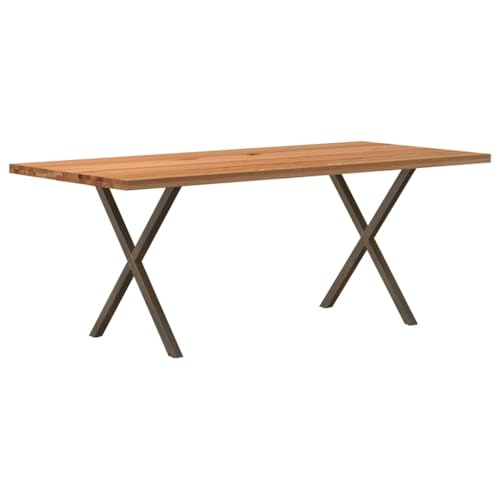Esstisch Rechteckig mit X-förmige Stahlbeine, Konferenztisch mit Stellfüße für Wohnzimmer Esszimmer, Natur 200x90x74 cm Massivholz Eiche Esstisch Rechteckig mit X-förmige Stahlbeine, Konferenztisch mit Stellfüße für Wohnzimmer Esszimmer, Natur 200x90x74 cm Massivholz Eiche von Makastle