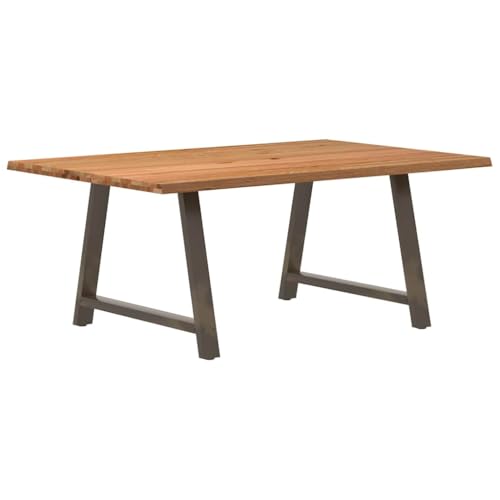 Esstisch mit Baumkanten und Stellfüße, Rechteckiger Küchentisch mit Stahlrahmen für Küche Büro, Natur & Braun 180x120x74 cm Massivholz Eiche Esstisch mit Baumkanten und Stellfüße, Rechteckiger Küchentisch mit Stahlrahmen für Küche Büro, Natur & Braun 180x120x74 cm Massivholz Eiche von Makastle