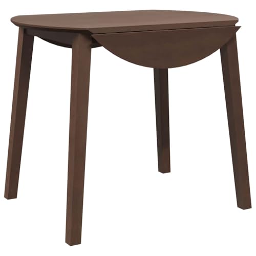 Esstisch runde mit Klappbare Tischplatte, Küchentisch mit Holzbeine für Esszimmer Wohnzimmer, Braun 90 x 90/55 x 74 cm Massivholz Gummibaumholz Esstisch runde mit Klappbare Tischplatte, Küchentisch mit Holzbeine für Esszimmer Wohnzimmer, Braun 90 x 90/55 x 74 cm Massivholz Gummibaumholz von Makastle