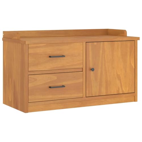 Flurbank Einzeltür mit 2 Schubladen, Wohnzimmerhocker mit handhaben für Schlafzimmer Wohnzimmer, Akazien-Finish 87x40x50 cm Massivholz Kiefer Flurbank Einzeltür mit 2 Schubladen, Wohnzimmerhocker mit handhaben für Schlafzimmer Wohnzimmer, Akazien-Finish 87x40x50 cm Massivholz Kiefer von Makastle