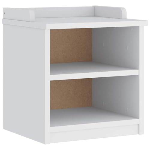 Flurbank mit 2 offene Fächer, Aufbewahrungsbank mit Massivholzrahmen für Schlafzimmer Wohnzimmer, Weiß 45x40x50 cm Massivholz Kiefer von Makastle