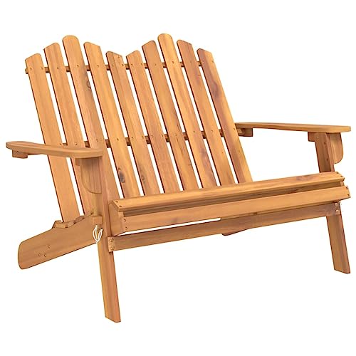 Garten Adirondack Chair, Outdoor wetterfest Gartenstuhl aus Massivholz, 2-Sitzer Gartenbank Sitzbank Holzbank für Garten, Terrasse und Balkon, 126 x 84 x 90 cm von Makastle