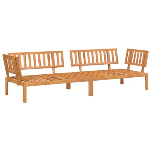 Garten-Ecksofas mit Holzbeine 2er Set, Palettensofa mit Lattenrost-Rückenlehne für Terrasse Balkon, Dunkelbraun 133 x 92 x 69 cm Massivholz Akazie von Makastle