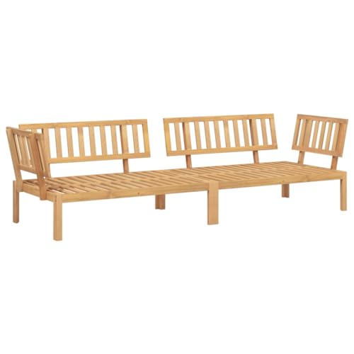 Garten-Ecksofas mit Holzbeine 2er Set, Palettensofa mit Lattenrost-Rückenlehne für Terrasse Balkon, Hellbraun 133 x 92 x 69 cm Massivholz Akazie von Makastle
