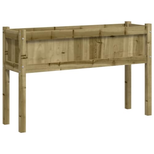 Garten Hochbeet Holz Pflanzkasten Blumenkasten Gemüsebeet Gartenbeet Balkon Pflanzbeet mit Beinen 110x31x70 cm Kiefernholz Imprägniert von Makastle