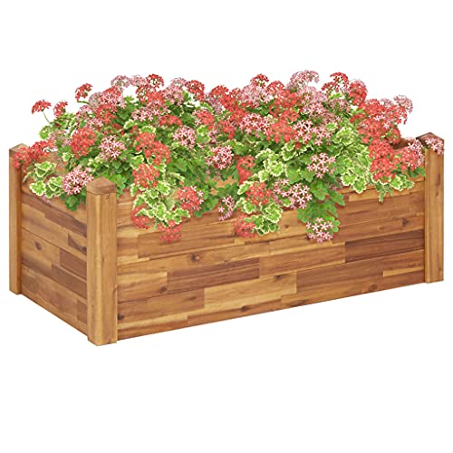 Garten Hochbeet Palettenrahmen aus Holz Pflanzkasten Kräuterbeet Anzuchtbeet für Garten Terrasse und Balkon - Offene Unterseite - 110 x 60 x 44 cm Massivholz Akazie von Makastle