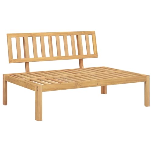 Garten-Mittelsofa mit Lattenrost-Rückenlehne, Loungesessel mit Massivholzrahmen für Terrasse Balkon, Hellbraun 120 x 92 x 69 cm Massivholz Akazie von Makastle