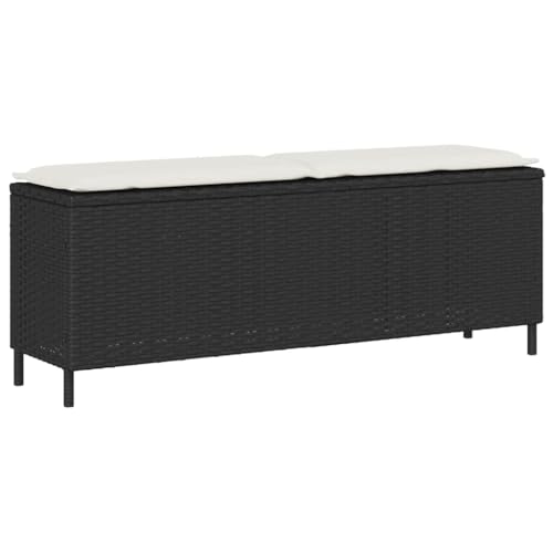 Gartenbank mit Kissen, Parkbank mit 4 Metallbeine für Terrasse, Balkon, 110 kg Belastbar, Leicht zu reinigen, Schwarz 110x30x40,5 cm Poly Rattan Gartenbank mit Kissen, Parkbank mit 4 Metallbeine für Terrasse, Balkon, 110 kg Belastbar, Leicht zu reinigen, Schwarz 110x30x40,5 cm Poly Rattan von Makastle