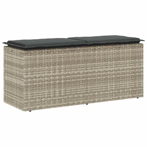 Gartenbank mit Kissen, Parkbank mit Metallrahmen für Terrasse, Balkon, 110 kg Belastbar, Leicht zu reinigen, Hellgrau 110x40x44 cm Poly Rattan Stahl Gartenbank mit Kissen, Parkbank mit Metallrahmen für Terrasse, Balkon, 110 kg Belastbar, Leicht zu reinigen, Hellgrau 110x40x44 cm Poly Rattan Stahl von Makastle