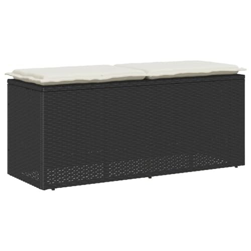 Gartenbank mit Kissen, Parkbank mit Metallrahmen für Terrasse, Balkon, 110 kg Belastbar, Leicht zu reinigen, Schwarz 110x40x44 cm Poly Rattan Stahl Gartenbank mit Kissen, Parkbank mit Metallrahmen für Terrasse, Balkon, 110 kg Belastbar, Leicht zu reinigen, Schwarz 110x40x44 cm Poly Rattan Stahl von Makastle
