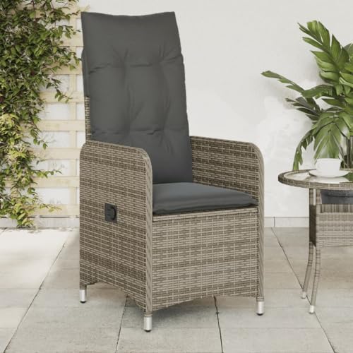 Gartensessel mit Verstellbare Rückenlehne, 2er Set, Armlehnensessel mit Kissen & Metallbeine für Balkon Terrasse, Grau 54.5 x 58.5 x 92 cm Poly Rattan Gartensessel mit Verstellbare Rückenlehne, 2er Set, Armlehnensessel mit Kissen & Metallbeine für Balkon Terrasse, Grau 54.5 x 58.5 x 92 cm Poly Rattan von Makastle