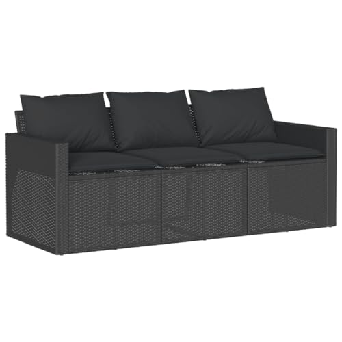Gartensofa 3-Sitzer mit Kissen, Terrassensofa mit Stahlrahmen und Armlehne für Balkon Hinterhof, Schwarz 177 x 70 x 68 cm Poly Rattan Gartensofa 3-Sitzer mit Kissen, Terrassensofa mit Stahlrahmen und Armlehne für Balkon Hinterhof, Schwarz 177 x 70 x 68 cm Poly Rattan von Makastle